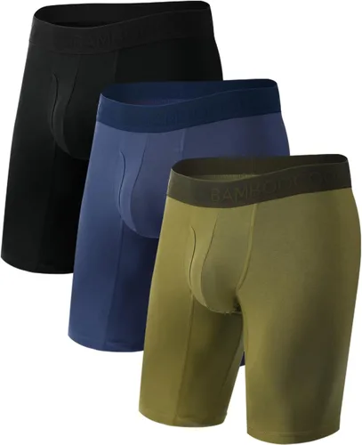 Vista 8 de BAMBOO COOL Ropa interior tipo bóxer largo para hombres de rendimiento con pierna larga para deportes MultiPack