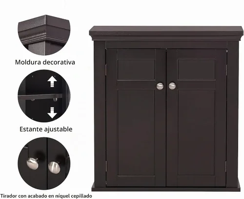 Vista 5 de Spirich Botiquín, gabinete de pared de baño sobre inodoro, espresso