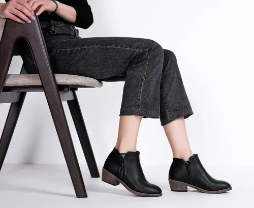 Vista 2 de Jeossy Botas de tobillo clásicas 9618 para mujer, botas de tacón grueso sin cordones para mujer