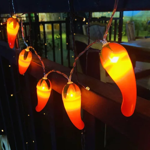 Vista 4 de 9.8 ft 20 LED Red Chili String Light Pepper Fairy Lights USB Powered Lámpara para fiesta de Navidad Decoración del hogar (2 modos USB)