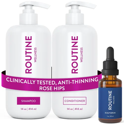 Vista 13 de Routine Wellness Set de champú y acondicionador antiadelgazamiento para el cabello adelgazante, bloqueador de biotina DHT para mujeres y hombres