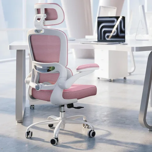 Vista 9 de TRALT Silla ergonómica de oficina, silla de escritorio con reposacabezas ajustable, silla de computadora de soporte lumbar, silla cómoda de malla