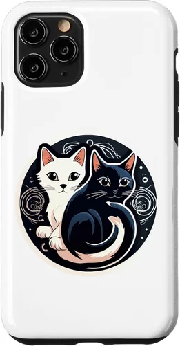 Vista 13 de Funda para iPhone 12 mini Yin Yang Cat Feng Shui Ying Yang Taoísmo Zen Budismo