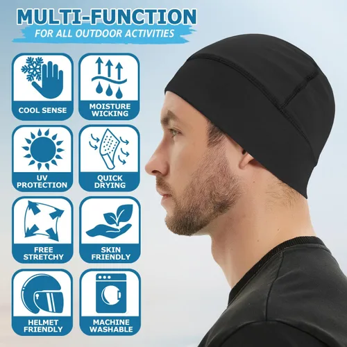 Vista 4 de Headshion Gorras refrescantes de calavera para hombres y mujeres, paquete de 2 unidades, forro de casco fino y ligero para ciclismo