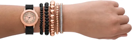 Vista 4 de Skechers Reloj de cuarzo para mujer y pulsera apilable