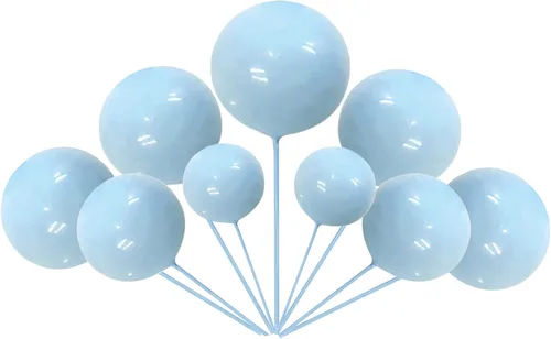 Vista 3 de Rsstarxi 30 piezas de miniglobos para tartas, bolas de espuma, para decoración de pasteles, bolas de perlas de imitación, decoración para tartas Azul