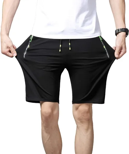 Vista 3 de Tansozer Pantalones cortos deportivos para hombre con bolsillos con cierre