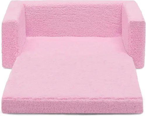 Vista 10 de Delta Children Cozee - Sofá convertible 2 en 1 de sherpa abatible para niños, color rosa