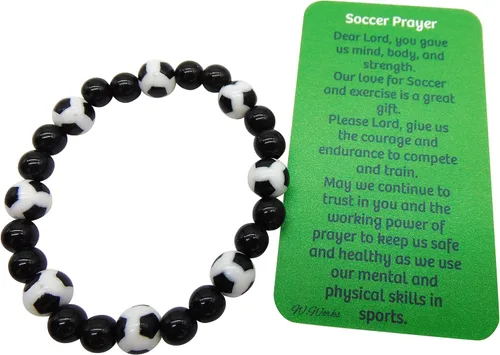 Vista 5 de Pulsera de fútbol con cuentas elásticas para jugadores deportivos, accesorio de moda para hombres o mujeres, Plástico, No es una piedra preciosa