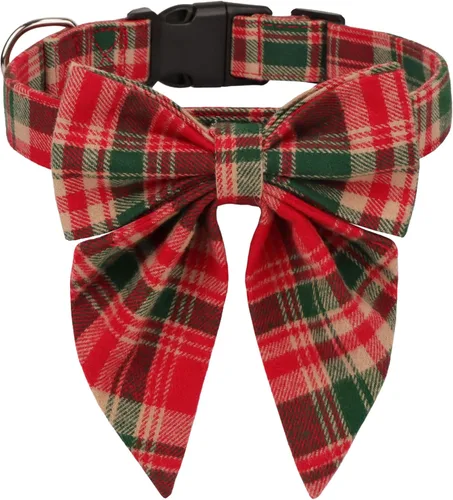 Vista 16 de ADOGGYGO Collar navideño para perro con lazo, corbata de lazo para perro a Negro & rojo