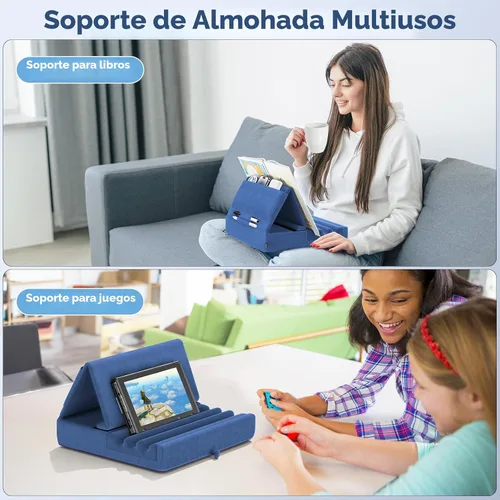 Vista 8 de KDD - Soporte de almohada para tablet, soporte plegable para iPad para regazo, cama y escritorio - Base para tablet con almohadilla suave y soporte