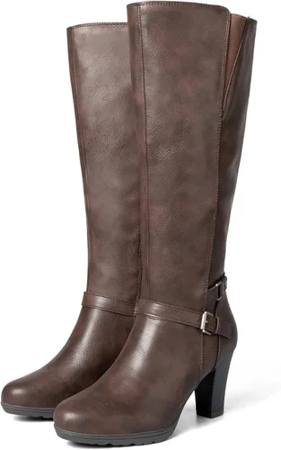 Vista 2 de mysoft Women's Knee High Boots Chunky Heel Boots with Zipper