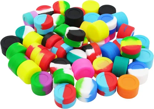 Vista 4 de Pearwell Recipientes de cera de silicona de 0.2 fl oz Concentrado de aceite sellado Tarros antiadherentes (10) Multicolor