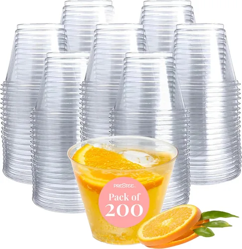 Vista 8 de Prestee - Juego de 100 vasos de plástico transparente de 5 onzas – Vasos desechables duros Prestee – Vasos a granel para cóctel, vino y ponche