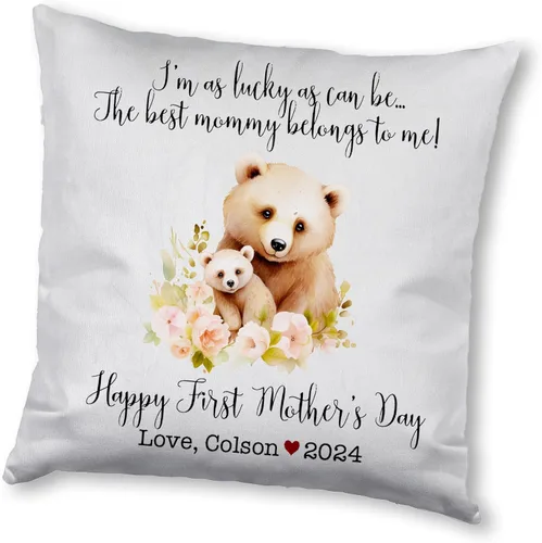 Vista 15 de Mother's Day Bear, First Mother's Day Custom Pillowcase, Personalized Mother's Day Pillowcase, Gift for Mom, Home Decor