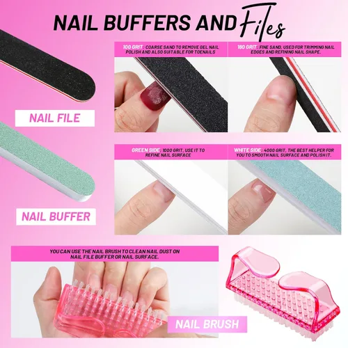 Vista 5 de FANDAMEI Limas y limas de uñas, kit de cuidado de uñas, juego de herramientas para cutículas de uñas, herramientas de manicura, lima de uñas, bloque