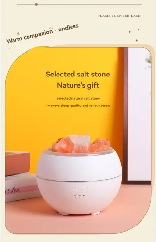 Vista 3 de Humidificador de luz LED de piedra de sal USB aromaterapia luz nocturna niebla humidificador de aire para dormitorio, hogar, escritorio y oficina