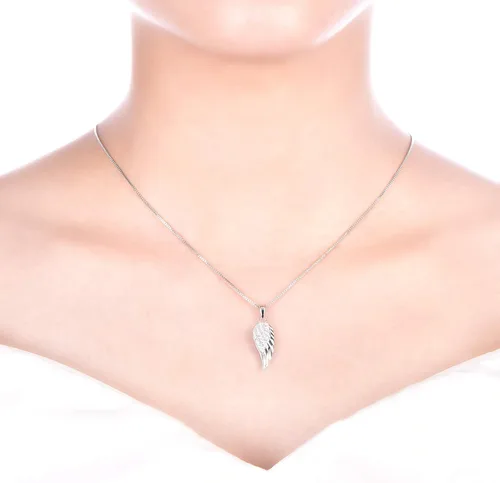 Vista 5 de STARCHENIE Collar con colgante de ala de ángel de plata de ley 925 para mujer circonita cúbica cadena de 180in