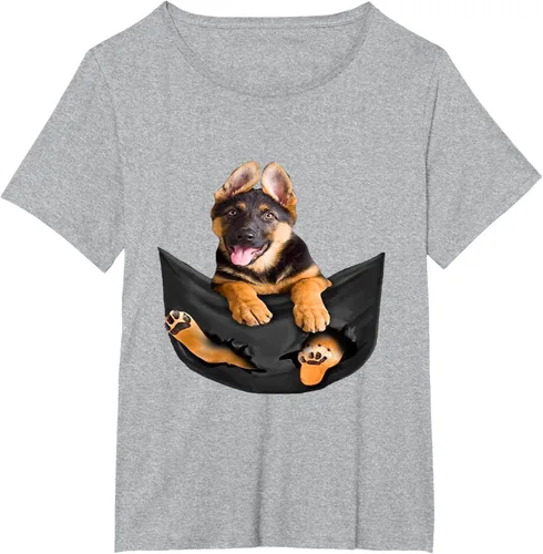 Vista 92 de Dog Lovers Gifts - Camiseta divertida con cara de perro con bolsillo, Negro, S