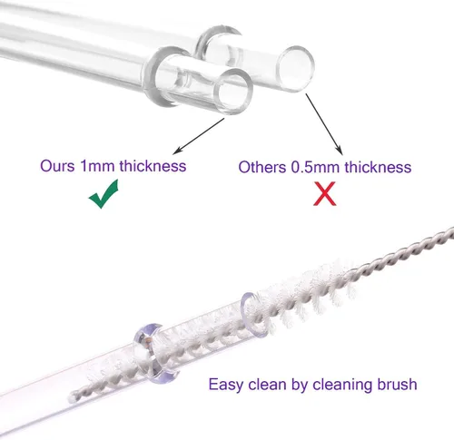 Vista 4 de DAKOUFISH Pajitas de repuesto de plástico reutilizables de 6 pulgadas para mini tarros de 6 onzas y 8 onzas, juego de 12 popotes con cepillo de Negro