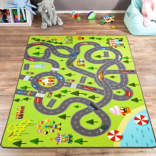 Vista 9 de HOMORE - Alfombra de juego para niños, alfombra para dormitorio de niños, sala de juegos de 4 x 6 pies Alfombra divertida y educativa de 48 x 76