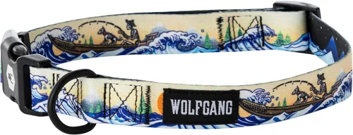 Vista 36 de Wolfgang - Collar de perro resistente y ajustable con hebilla de nailon de liberación rápida para caminar y entrenar, estampado BrookTrout, talla S