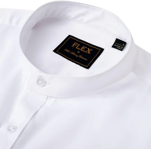 Vista 3 de JVer Mens Banded Collar Dress Shirt Long Sleeve Mandarin Collar Button Down Shirts Solid Stretch Formal Shirt with Pocket