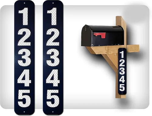 Vista 19 de Curb N Sign - Placas de números para buzón – 3 x 10 pulgadas hechas de aluminio reflectante de alta calidad – Números de buzón súper reflectantes