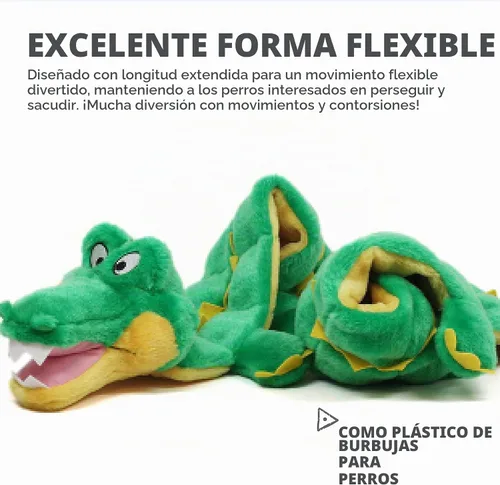Vista 5 de Outward Hound Squeaker Matz - Juguete de peluche para perro, caimán, tamaño XL Verde