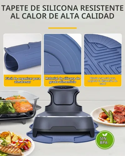 Vista 3 de Alfombrillas de silicona resistentes al calor para freidora de aire de vidrio Ninja Crispi Almohadillas calientes reutilizables resistentes al