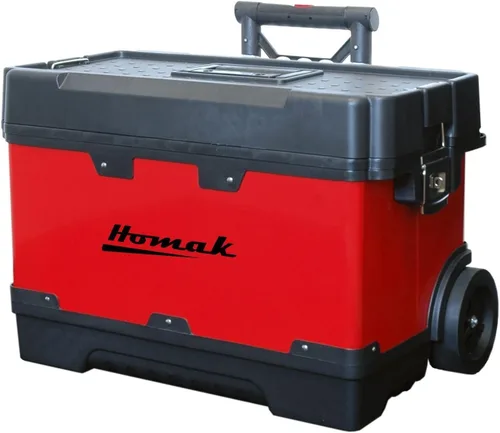 Vista 13 de Homak Caja de herramientas de mano de metal y plástico con mango de aluminio, rojo, 20 pulgadas
