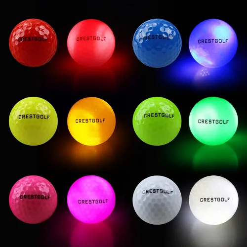 Vista 5 de Crestgolf Paquete de 6 pelotas de golf que brillan en la oscuridad iluminadas por la noche con temporizador de reinicio de 12 minutos