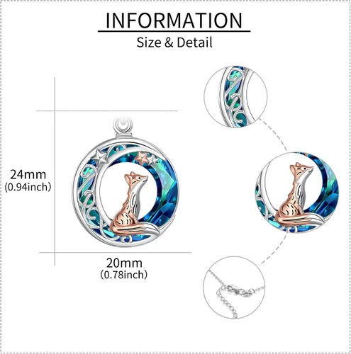 Vista 4 de CUPENDA Collar de plata de ley con colgante de zorroserpienteunicorniobúho en la lunaconejocaballo, joyería de regalo para mujeres, mamá, hermana