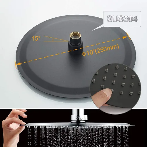 Vista 4 de Ibergrif M20706B Sistema con desviador, columna de ducha sin grifo, cromado, negro