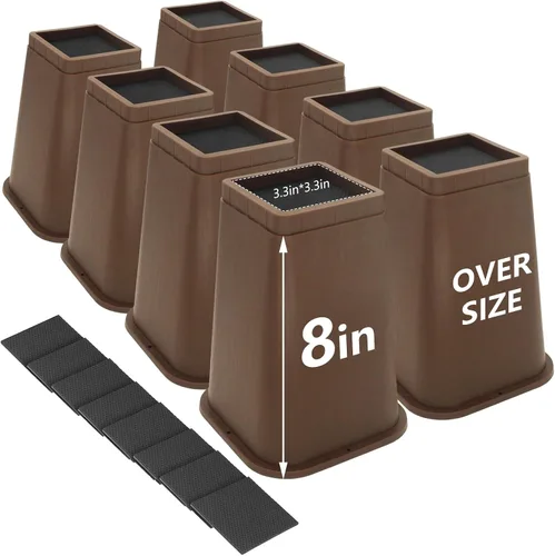 Vista 17 de Paquete de 4 elevadores de cama de 4 pulgadas resistentes, elevadores de muebles para dormitorio, tamaño individual XL, mesa, sofá, armario, marco