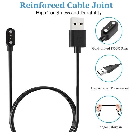 Vista 3 de Threeeggs Cargador compatible con el reloj inteligente TOZO S7 S6 S5 S4 S3 S2, cable de carga magnético para reloj inteligente Letsfit Willful YAMAY