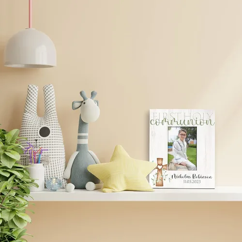 Vista 9 de Regalos de primera comunión para niños y niñas, marco de fotos personalizado de la primera comunión con nombre y fecha, 2 orientaciones para fotos