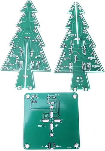 Vista 8 de Árbol de Navidad 3D, circuito flash LED, kit de árbol de Navidad para práctica de soldadura, kit de proyecto electrónico para decoración de regalo 7