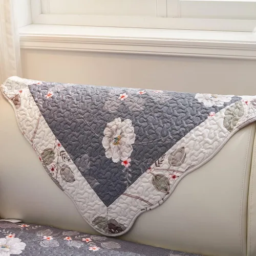 Vista 5 de Funda de algodón con retazos para sofá, funda acolchada con estampado floral de granja para sofá modular, funda antideslizante para sofá seccional