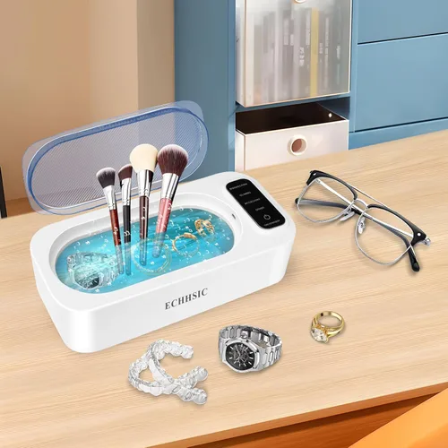 Vista 7 de Limpiador ultrasónico de joyería 47kHz Máquina de limpieza ultrasónica adecuada para anillos de joyería, gafas, dentaduras postizas, correas