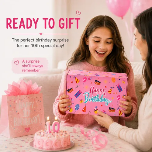 Vista 7 de HAPPYPOP Birthday Gift Basket for Girl - Gifts for 10 13 Year Old Girl, for Daughter, Sister