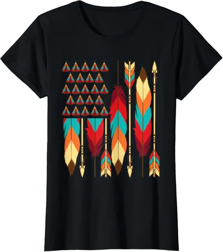 Vista 46 de Native American Bandera - Camiseta de veteranos indígenas del Mes del Orgullo, Negro, S