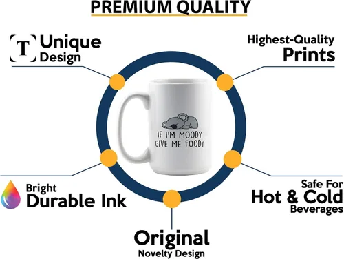 Vista 3 de Taza de café Lazy Animal de 15 onzas, color blanco -If I'm Moody Give Me Foody - Funny Lazy Friends About Koala Cute Animal Pet Keeper Amistad Food