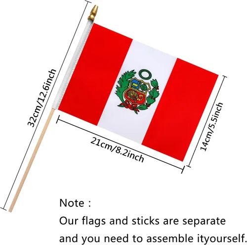 Vista 2 de TSMD Mini banderas de mano con bandera peruana, 5 x 8 pulgadas, paquete de 12