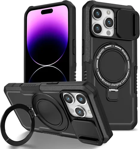 Vista 100 de Funda magnética para iPhone 11, soporte de anillo con ventana corrediza, funda protectora mate a prueba de golpes para iPhone 11 6.1, fundas