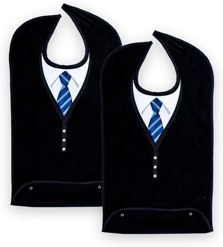 Vista 11 de Baberos para adultos lavables para hombre, protectores de ropa para comer, babero de tela de rizo para adultos mayores, diseño bordado, impermeable