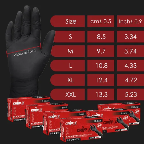 Vista 6 de London Labs Guantes desechables de nitrilo negro, sin látex y sin polvo, guantes de goma de 4 mil, para limpieza, cocina, mecánicos (XS-XXL)