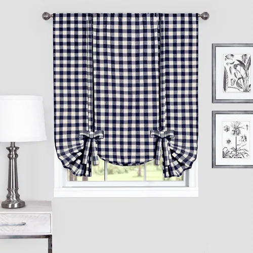 Vista 6 de Achim Home Furnishings - Cortina de ventana a cuadros de un solo paño, 42 x 63 pulgadas, blanca y negra