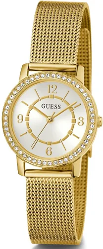 Vista 2 de GUESS Ladies 28mm Watch - Gold Tone Bracelet White Dial Gold Tone Case