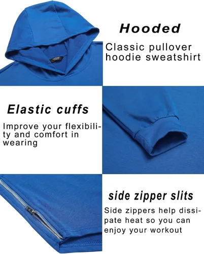 Vista 5 de COOFANDY Sudaderas de entrenamiento para hombre, manga larga, ajuste muscular, atlético, sudaderas con capucha para gimnasio
